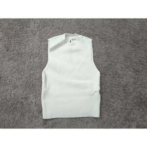 Abercrombie & Fitch Top Womens M White Sleeveless Ribbed Knit Cropped 90s